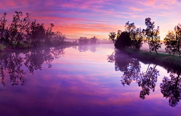 Picture the sky, sunset, reflection, river