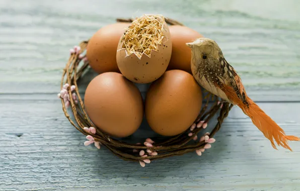 Picture holiday, bird, wreath, Easter eggs