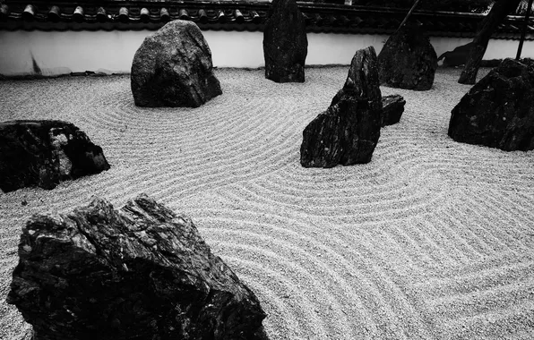 Picture sand, stones, patterns, b/W, grit