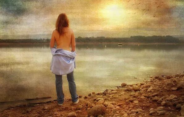 Girl, style, river