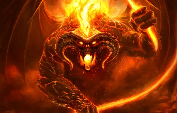Figure, Fire, Monster, The Lord Of The Rings, Flame, The demon, Fantasy, Balrog