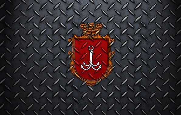 Background, Coat of arms, Metal, Odessa, Anchor