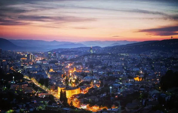 The sky, sunset, mountains, sky, sunset, Bosnia and Herzegovina, Bosnia and Herzegovina, The Balkans