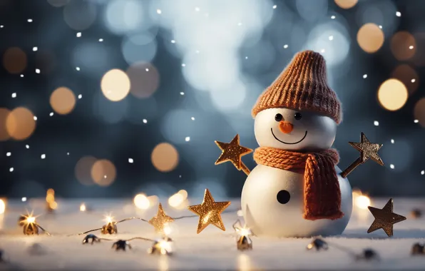 Winter, snow, Christmas, New year, snowman, Christmas, winter, snow