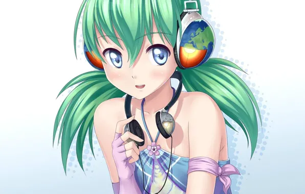 Picture music, mood, planet, anime, headphones, girl