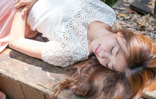 Summer, girl, face, relax, hair