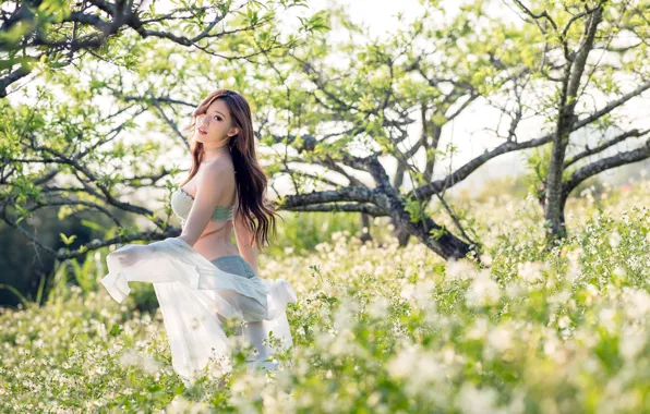 Picture girl, spring, Asian