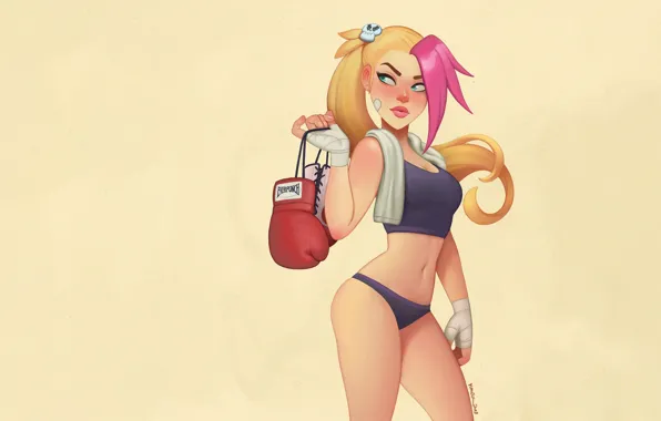 Girl, Figure, Girl, Gloves, Art, Art, Boxing, Illustration