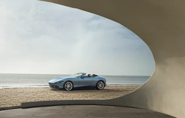 Car, Ferrari, sky, sand, Roma, Ferrari Roma Spider