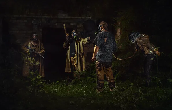 Weapons, gas mask, male