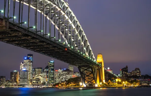 Picture bridge, Australia, Sydney, night city, Australia, Sydney Harbour Bridge