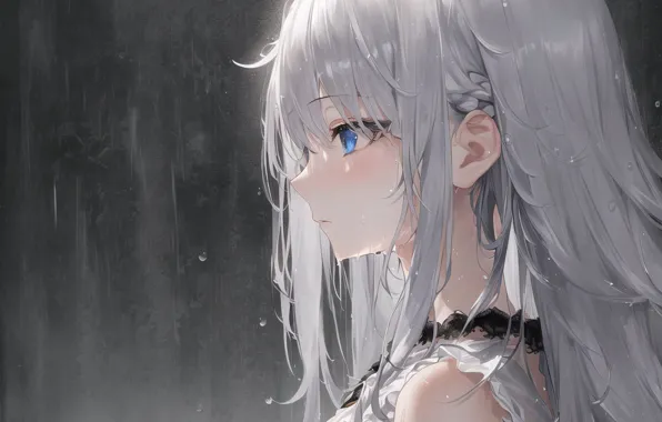 white hair girl art