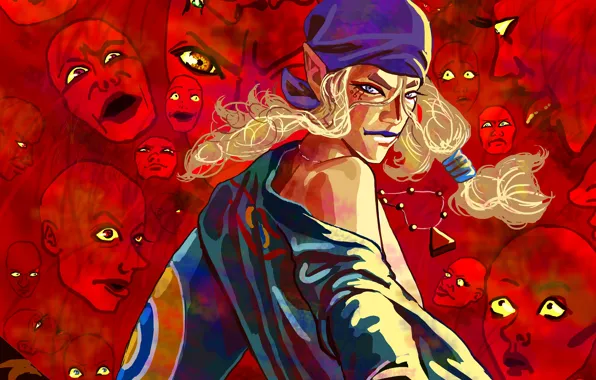 Art, face, Anime, guy, Anime, demons, Mononoke, Kusuriuri