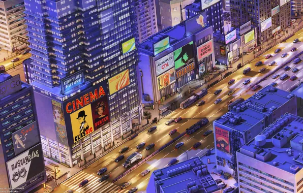 Road, Night, The city, Street, Advertising, Machine, Building, City