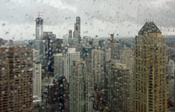 Drops, macro, the city, window, Chicago, chicago