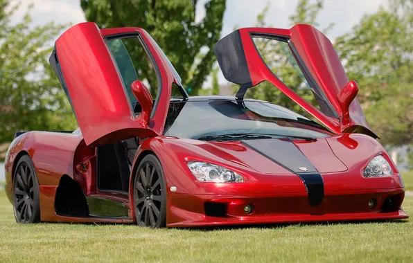 Red, door, supercar, the front, SSC, Ultimate Aero, Shelby Super Cars