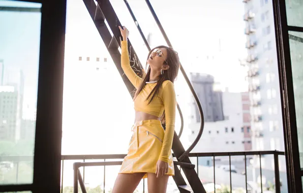 Picture girl, light, pose, photo, model, hair, body, building