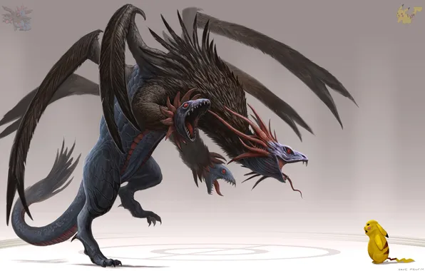 Anime, pokemon, Pikachu, Hydreigon