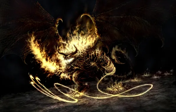 Picture Fire, The Lord of the rings, The demon, Balrog, Balrog