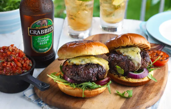 Picture beer, plate, Board, Burger, Crabbies