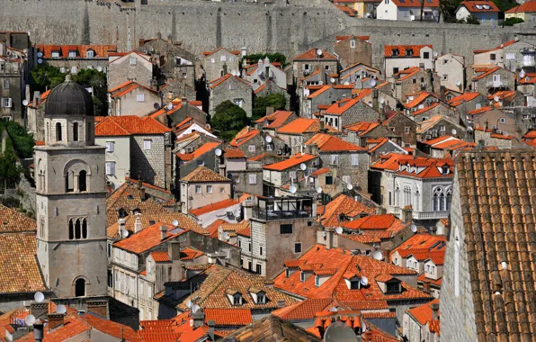 Roof, tower, home, Croatia, tile, Dubrovnik, the bell tower