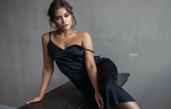 Picture girl, pose, wall, dress, on the table, Cyril Zakirov, Valeria Queen