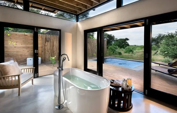 Interior, pool, terrace, bathroom, Suite, Suite, En-Suite, Lion Sands River Lodge