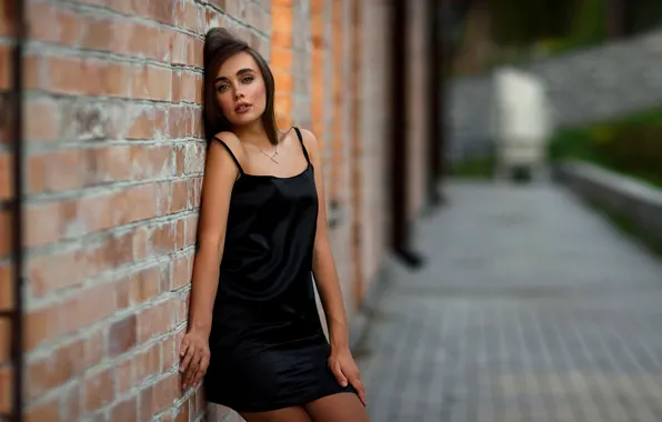 Picture look, girl, pose, wall, model, makeup, bokeh, Pavlyuk Alexander