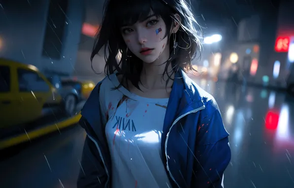 Girl, rain, Carly