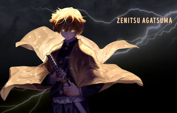 Fog, lightning, lightning, fog, Demon Slayer, yellow hair, Zenitsu Agatsuma, Breath of Thunder