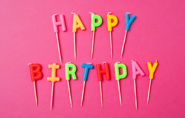 Letters, candles, colorful, Happy Birthday, celebration, candles, decoration, letters