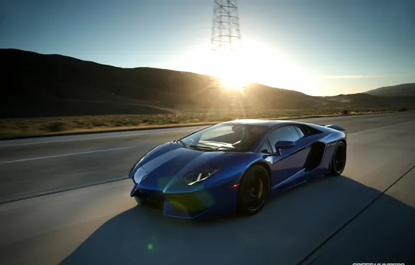 Picture car, Lamborghini, blue, Aventador