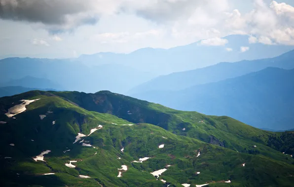 Summer, landscape, mountains, morning, Russia, The Caucasus, Adygea