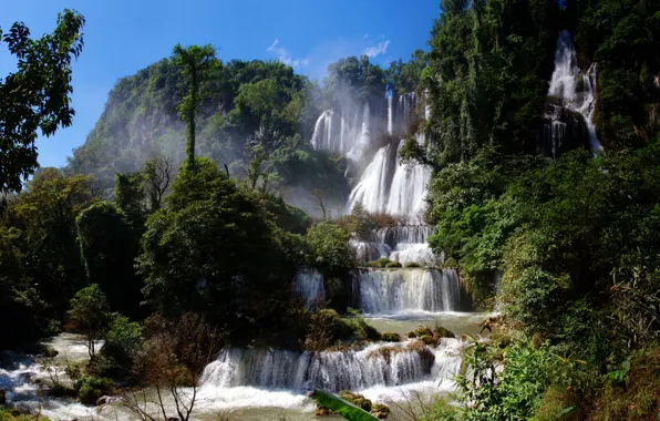 Picture trees, waterfall, Thailand, Thailand, cascade, Thi Lo Su Waterfall, Ti Lo Su
