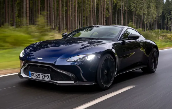 Road, machine, forest, asphalt, Aston Martin, 2020, Aston Martin Vantage AMR