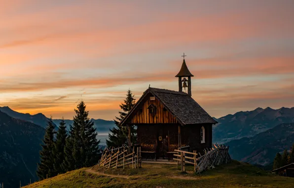 Mountains, Austria, Alps, Church, Church