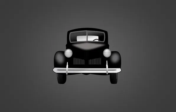 Picture car, machine, black, minimalism, classic, classic, dark gray background