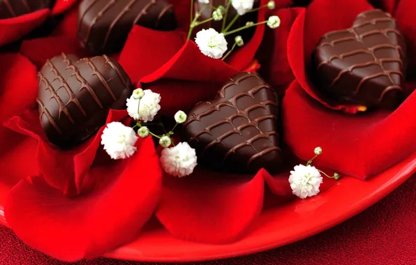 Picture love, holiday, heart, chocolate, roses, heart, candy, love