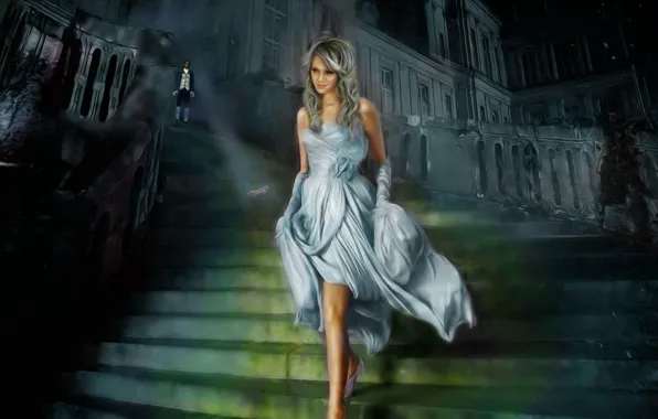 Fantasy, shoe, foot, cinderella, ladder