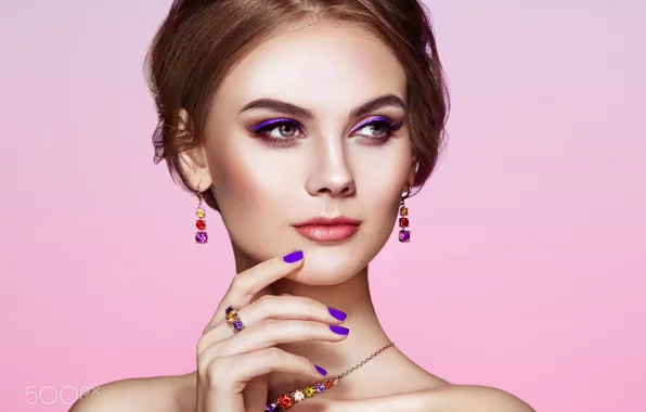 Face, pose, background, model, hand, portrait, makeup, hairstyle