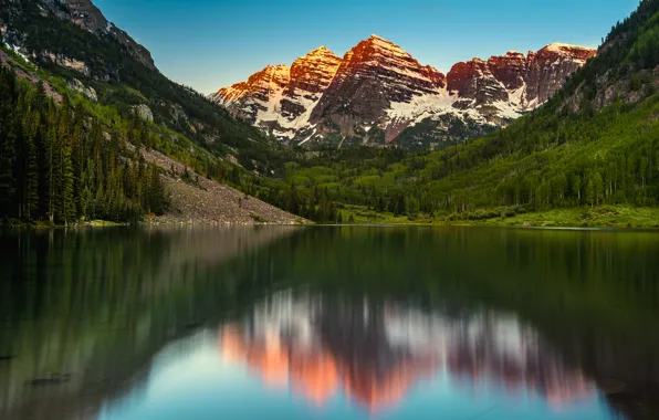 Nature, Mountains, Lake, USA, Landscape, Colorado, Maroon Bells