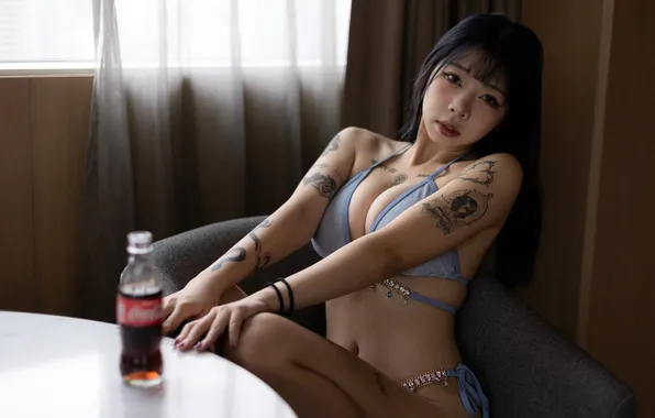 Girl, Asian, coca cola