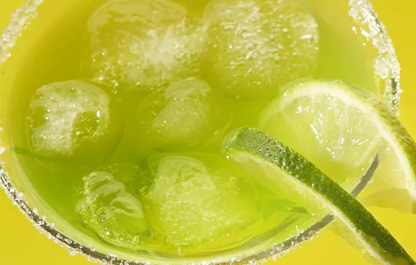 Ice, lime, drink