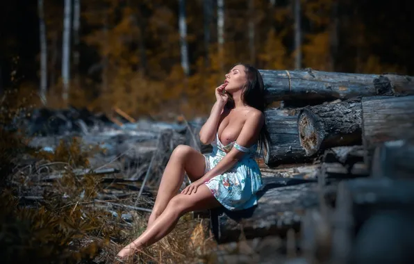 BODY, FOREST, CHEST, SUNDRESS, Model Olesya Bukhtoyarova