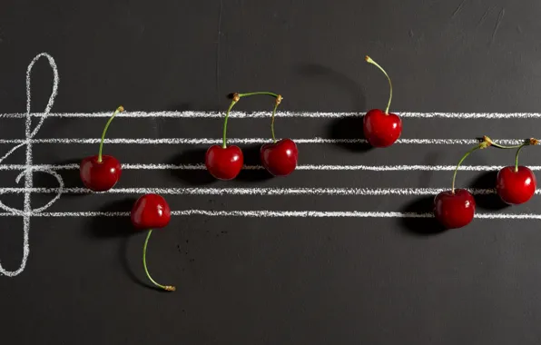 Picture cherry, berries, notes, key, cherry, violin