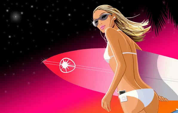 Vector, player, blonde, surfing