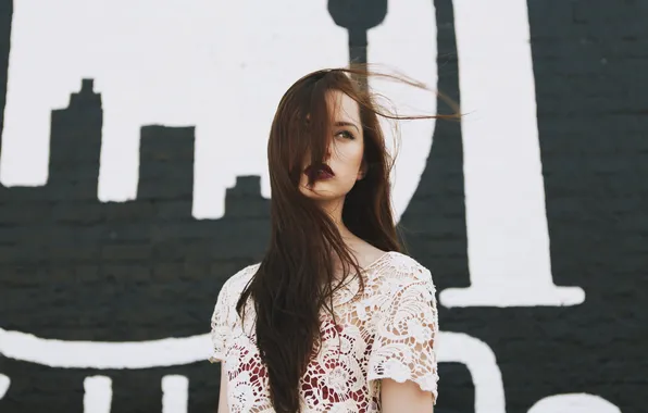Girl, the wind, hair, brown hair