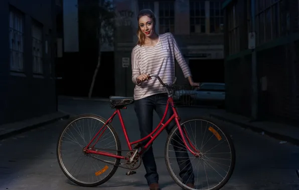 Picture girl, bike, street