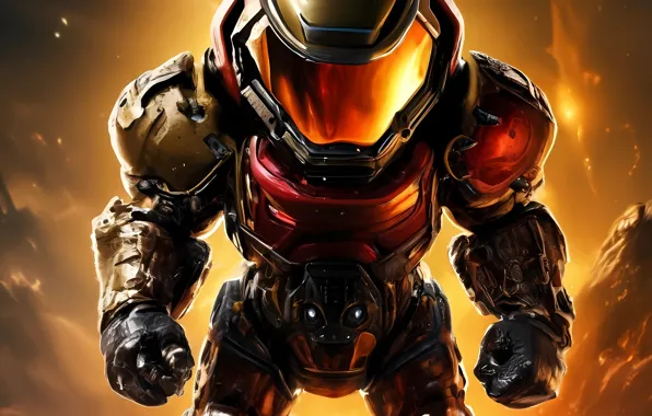 Costume, helmet, doom, ai art, mini doom, the executioner