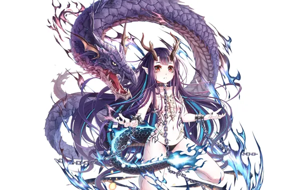 Dragon, anime, art, girl